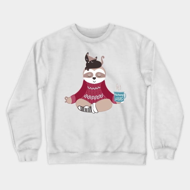 Hygge sloth doing yoga Crewneck Sweatshirt by SelmaCardoso